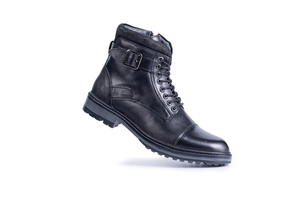 Black Cap Toe Leather <b>Boots</b> for Men with Dual Function Closure Handcrafted Durable Stylish Everyday Casual Outdoor Footwear - Product Image 6