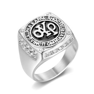 Bague pour homme Alpha Kappa Rho, plaquée or, acier inoxydable, design avec lettres en strass, bijoux cadeau - Product Image 5