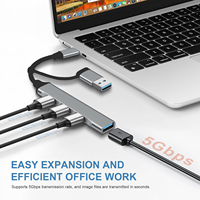 Hub Desktop Multifungsi 4-in-1, Splitter Dual Head USB3.0, Adaptor Type-C, Docking Station untuk Laptop & Ponsel PC