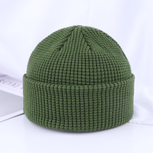 Qianzun Tùy Chỉnh Unisex Skull Beanie Cap Vá Logo Dệt Kim Còng Beanie Hat Mens Mùa Đông Sang Trọng Waffle Đan Beanie - Product Image 4