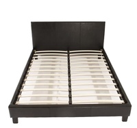 Cadre de lit double en cuir PU, design intelligent capitonné, style chinois-européen, avec structure en fer, en promotion