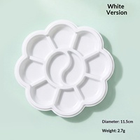 Palette ronde jetable en plastique motif fleur de prunier pour peinture d'enfants, plateau de peinture à l'aquarelle et à la gouache sans lavage