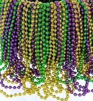 Perles de carnaval pas chères collier de perles de mardi gras violet vert or carnaval perles de lancer