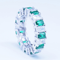 Bague en Quartz et Zircon vert, bague de diamant artificiel à une rangée
