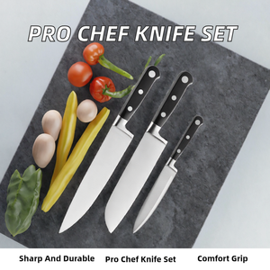 Ensemble de 3 couteaux artisanaux en acier inoxydable, couteau de chef, manche en micarta, étui en cuir, couteau utilitaire, vente en gros, couteaux vikings - Product Image 2