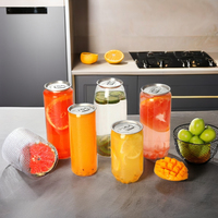 Bouteille en plastique PET personnalisée avec logo pour soda, jus, boisson, thé pétillant, avec anneau de traction, 250ml, 330ml, 350ml, 375ml, 500ml