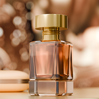 Flacons pompe carrés en verre transparent LANCAI 30/50 ml avec bouchon en bois, finition mate et sérigraphie givrée