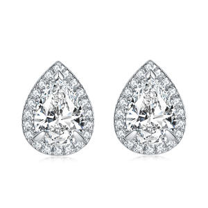 Fashion <b>Silver</b> Jewelry <b>Set</b> Rhodium Plated Pear Cut White Zirconia <b>Ring</b> Women Jewelry <b>Sets</b> for Party - Product Image 3