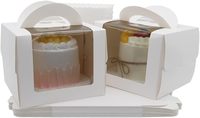 Boîtes de boulangerie blanches porte-gâteau transporteur boîte-cadeau boîte à gâteau avec poignée et vitrine pour gâteaux d'anniversaire de fête de mariage