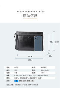 Sac à main pour homme en cuir Andong, pochette zippée, cuir de vache véritable, mode simple, multifonction, sacs à main pour homme 6696 - Product Image 3