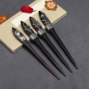 Épingles à cheveux Hanfu de style ancien, épingles à cheveux en ébène, ornements pour cheveux, épingles à cheveux en argent antique, accessoires pour cheongsam, accessoires pour cheveux féminins - Product Image 1