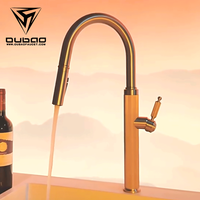 Robinet de cuisine en acier inoxydable de style moderne en gros, robinet de cuisine à un trou en or brossé avec douchette extractible