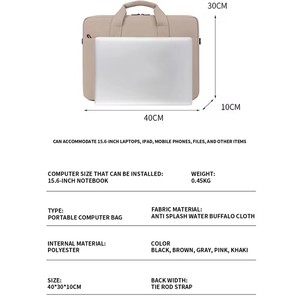Sacs à bandoulière élégants en polyester pour <span class=keywords><strong>ordinateur</strong></span> portable 14 et <span class=keywords><strong>15</strong></span>,6 <span class=keywords><strong>pouces</strong></span>, pour hommes et femmes, idéaux pour les affaires et les voyages – Vente en gros - Product Image 3