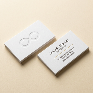 Cartes de visite de luxe en typographie, symbole de l'infini, gaufrage à sec, papier coton épais, personnalisables OEM, recto-verso - Product Image 1