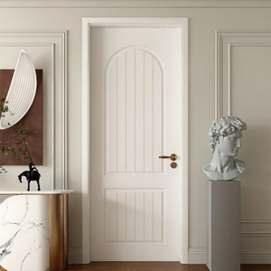 <span class=keywords><strong>Puerta</strong></span> de Dormitorio de Madera Sólida <span class=keywords><strong>Lacada</strong></span> de Estilo Francés Blanco de Alta Gama Mofan, Juego Completo con Aislamiento Acústico, Color Crema - Product Image 5