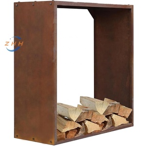 Almacenamiento de leña de acero Corten Refugio de madera Estante de leña Estantería de madera Pantalla de privacidad, bajo mantenimiento. - Product Image 2
