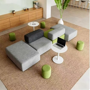 Sofá Cuadrado para Área de Descanso, Combinación de Sofás para Instituciones de Capacitación, Bancos, Hoteles, Salas de Espera, Sofá para Áreas Comerciales con Taburetes - Product Image 1