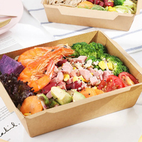 Offre Spéciale Jetable Personnalisé Kraft Papier Boîte À Lunch Récipient Alimentaire À Emporter Emballage Alimentaire Boîte De Papier Déjeuner Avec Couvercle En PET