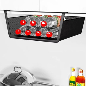 Étagère de rangement sous armoire WU, panier suspendu en maille de fer, organisateur de cuisine, sans perçage, style minimaliste, fixation murale - Product Image 5