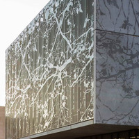 Panneaux en aluminium thermolaqués sur mesure, découpe laser, façade extérieure en métal, mur-rideau