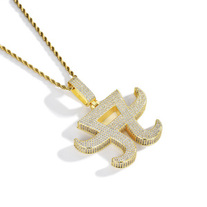 Ayumi Hamasaki Style Zircon Pendant A Logo Full Diamond Hip Hop Necklace Men's Everyday Wear - Product Image 2