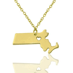 Massagettes State Ketting & Hangers Zilverkleurige Roestvrijstalen Kaart Charme Ketting Met Een Hart Sieraden - Product Image 4