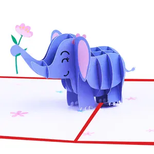 Handmade 3d Birthdays Gift Cards Animal Elephant Pop Up Greeting Cards Birthday Card Printing