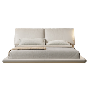 <span class=keywords><strong>Cama</strong></span> <span class=keywords><strong>Suspendida</strong></span> de Cuero de Lujo Minimalista Italiana, <span class=keywords><strong>Cama</strong></span> Doble Acolchada con Almacenamiento para Dormitorio Principal Moderno - Product Image 6