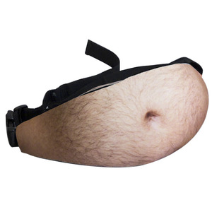 Creative Anti-Harassment Unisex Waist Bag Pillow Shape <strong>Big</strong> Belly Design Geometric Zipper Portable Imitation PU Material Stylish - Product Image 6