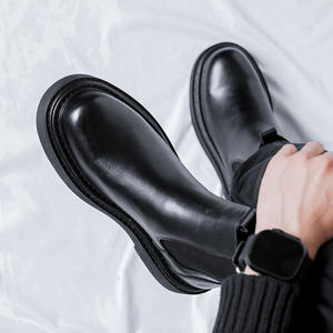 Bottes <span class=keywords><strong>Chelsea</strong></span> à jambe noire pour homme, style britannique, mi-haut, nouvelle belle moto - Product Image 2