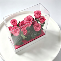 Roses éternelles en gros dans une boîte acrylique – Arrangement fait main directement de l'usine du Yunnan – Rose éternelle à vue claire – Fête des Mères