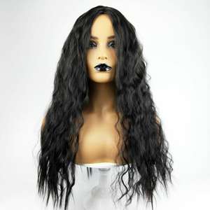 Perruques à vagues profondes bon marché, perruques de cheveux de bébé pré-épilées sans colle, perruques de cheveux synthétiques pour femmes noires, Cosplay quotidien d'<span class=keywords><strong>halloween</strong></span> - Product Image 6