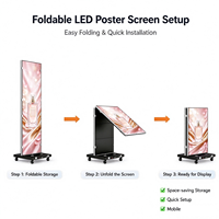 Écran d'affichage LED pliable P1.86 IP65 couleur intégrale 1080p, signalisation numérique sur pied, affichage publicitaire portable et mobile