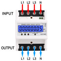Compteur d'énergie intelligent triphasé électronique 4P 230/400V AC 3 phases 4 fils avec couvercle transparent Classe 1.0 pour rail DIN