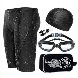 Costume da bagno da uomo grande a cinque punti anti imbarazzo da bagno ad angolo piatto ad asciugatura rapida per tronchi da uomo - Product Image 4