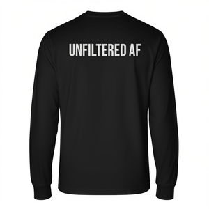 T-shirt à manches longues en coton noir à col rond unisexe sans filtre, idéal pour la promotion - Product Image 2