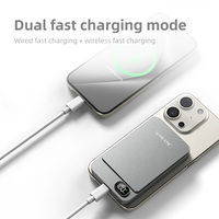 Chargeur portable mini d'usine 5000 mAh Li-Polymère en alliage d'aluminium, batterie externe à chargement magnétique sans fil, affichage LED, charge rapide