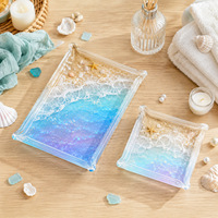 Moule en silicone carré pour la coulée de résine, plateau de rangement irrégulier pour bijoux, moule en époxy avec motif de fleurs séchées, outils de bricolage