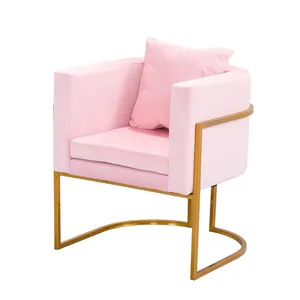 Design moderno Macio Fantasia Dourada Cadeira De Jantar com Base de Aço Inoxidável Ouro Rosa Sofá Poltrona De Veludo Cadeira de Jantar