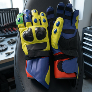 Gants de moto sportifs unisexes en cuir imperméables, antichocs, respirants, compatibles avec les écrans tactiles, à doigts entiers, avec poignées intégrées - Product Image 3