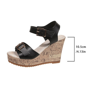 Women Summer Belt Buckle Wedge Sandals New Thick Sole Fashion European American Style Platform Roman Sandals - Product Image 6