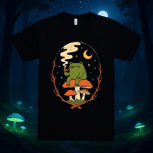 เสื้อยืดลายกบเห็ดพระจันทร์สีดำ ไซส์ M สำหรับผู้ใหญ่ ทุกเพศ - Product Image 3