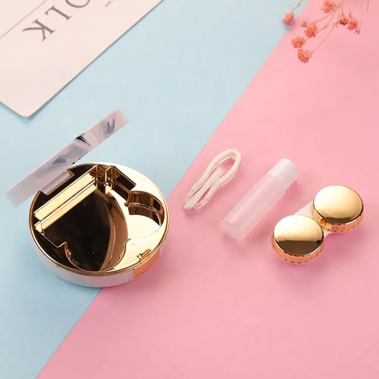 Display delicate couple case set marble contact lens case hot sale