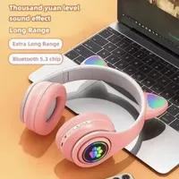 Casque audio LED STN28 de haute qualité avec oreilles de chat, suppression du bruit, pour adultes, enfants, filles, sans fil, pliable