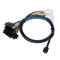 Mini SAS SFF-8643 ke 4 Port SFF-8482 Kabel Ekstensi Data Hard Disk Drive Molex 4PIN Berpelindung Braid Shielded untuk Server Daya