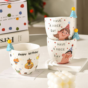 Nordique petit mignon joyeux anniversaire bonnet en céramique tasses à café <span class=keywords><strong>sans</strong></span> poignée - Product Image 1