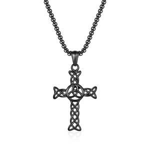 Celtic Knot <b>Cross</b> Necklace Stainless Steel Unisex Pendant Fashion Jewelry Geometric Design - Product Image 1