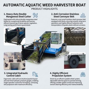 Récolteuse d'algues aquatiques à vendre – Coupeuse haute capacité pour le nettoyage à grande échelle des jacinthes et la récupération écologique des rivières - Product Image 2