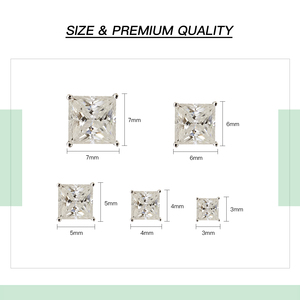 Rhodium Plated S925 Sterling Silver Stock <strong>Square</strong> <strong>Earrings</strong> Luxury VVS Moissanite Lab Grown <strong>Diamond</strong> Women Stud <strong>Earrings</strong> - Product Image 4