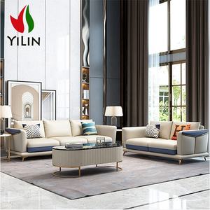 تصميم عصري طويل كريم جلد وسائد مقطعية بالصين مورد أثاث Canape En Cuir للاستخدام الفندقي للشقق - Product Image 5